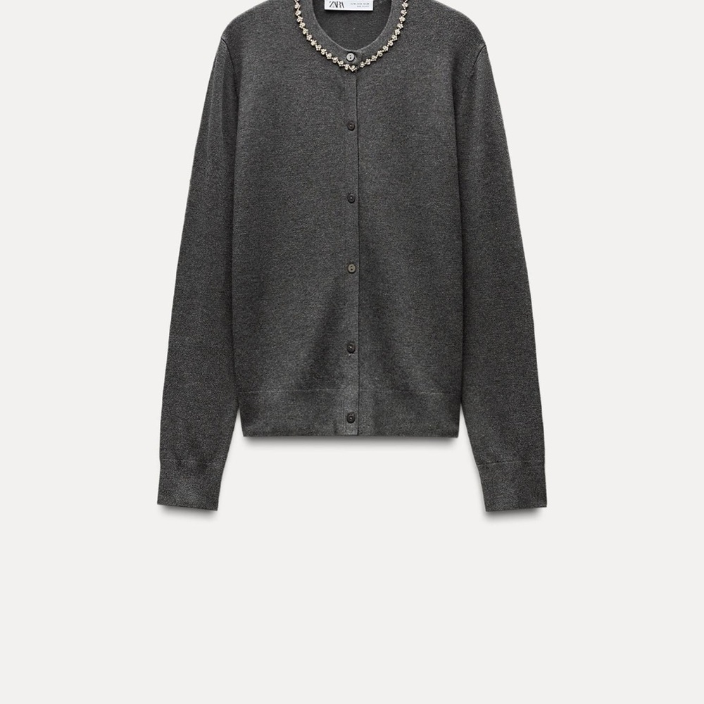 Jewel collar knit cardigan